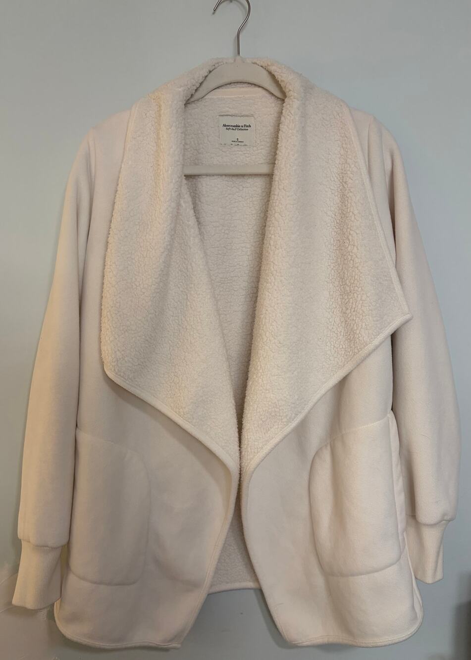 Abercrombie & Fitch Soft A&F Cream Sherpa Open Front Cardigan Size S